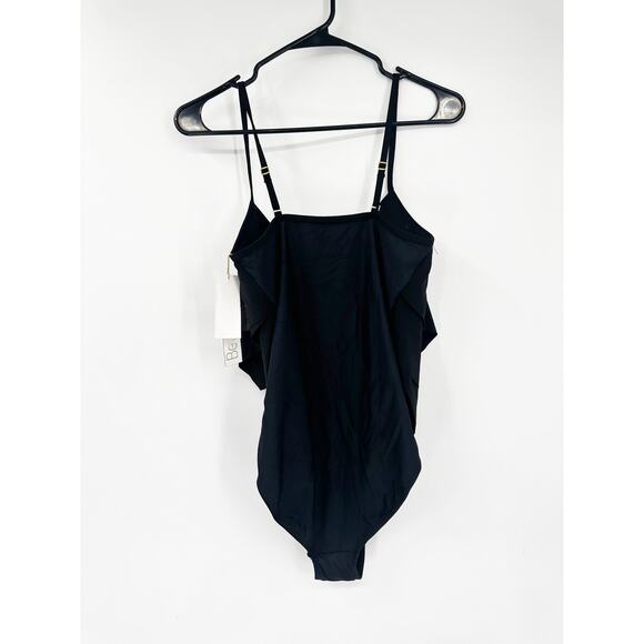 Beyond Control Black Ruffle Geometric Overlay One Piece 12 NEW - Picture 6 of 6